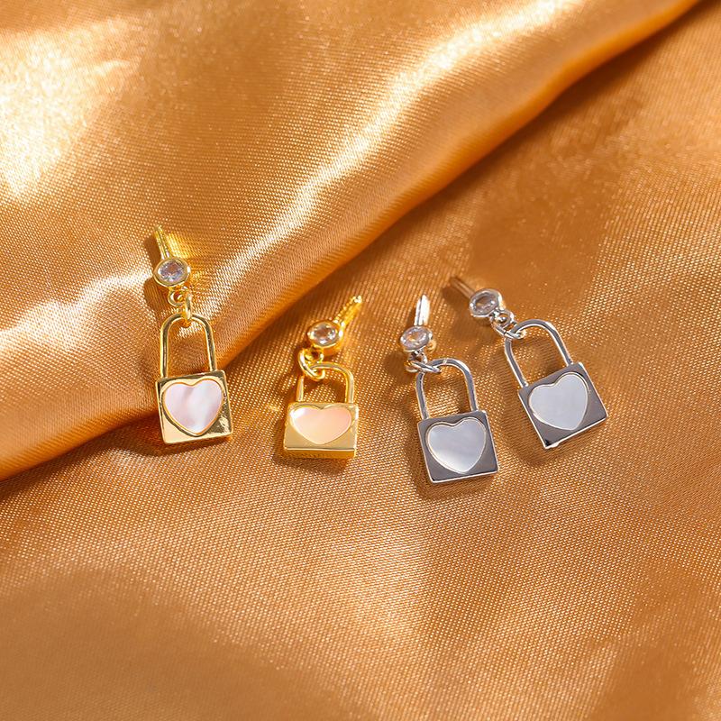 new real shell love key lock copper plated real gold pendant diy jewelry accessories full figure