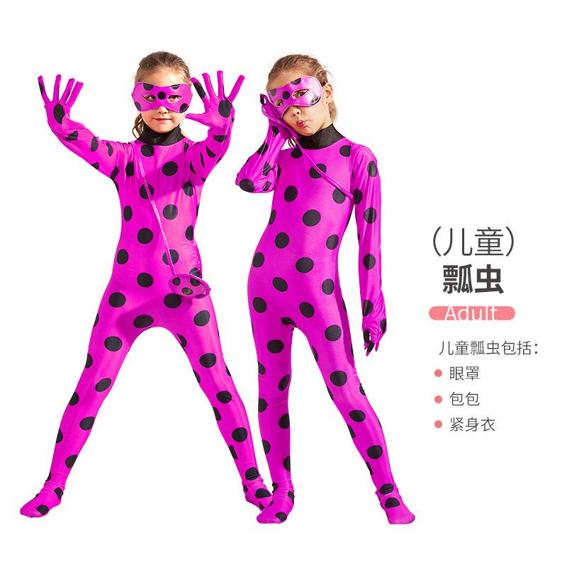 ladybug girl child adult stage play costume clothes reddy anime costume one-piece tight clothes details Picture