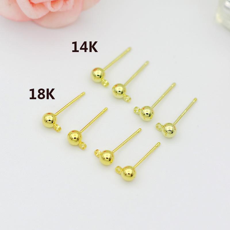 Color Retention 14K Gilded Glossy Beanie Auricular Needle Sterling Silver Needle with Hanging Ring Copper Plating 18K Real Gold Champagne KC Gold Ear-Ring Clip Application Scenario