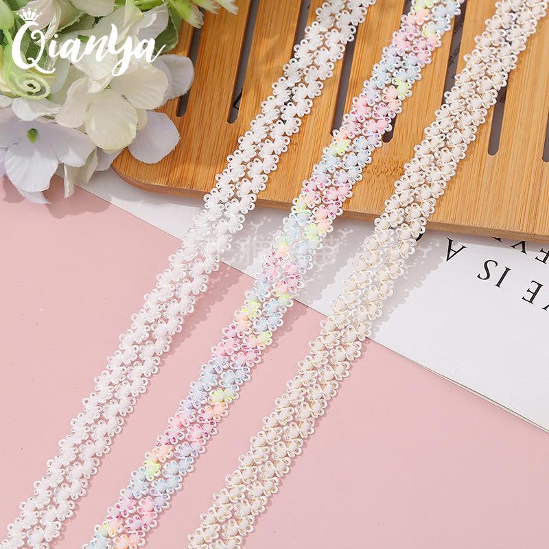 1.5cm double row crown fish silk colorful nylon lace gold white background headwear hair accessories decorative accessories wholesale full figure