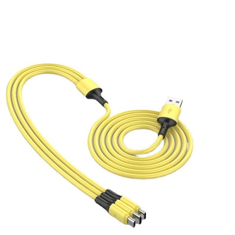 wholesale macaron liquid three-in-one data cable usb fast charge line for type-c android apple charging cable Item Picture