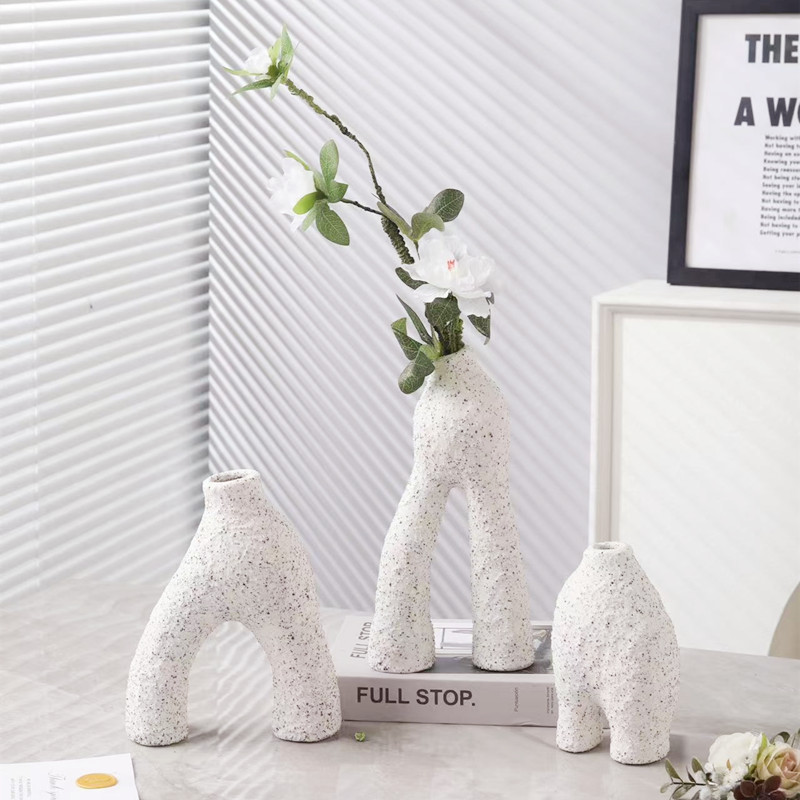 Creative homebody style geometric simple ceramic vases, flower arrangements, flower vases, living room dining tables, wedding model room decorative ornaments Specification image