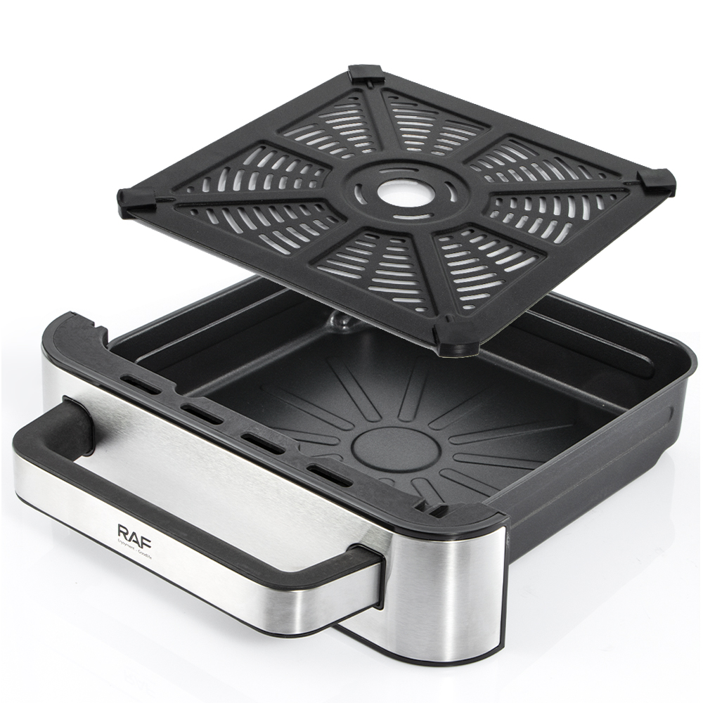 RAF European standard cross-border air fryer, 4L capacity household electric pizza pan, visible top and bottom heating, smokeless electric grill Application Scenario