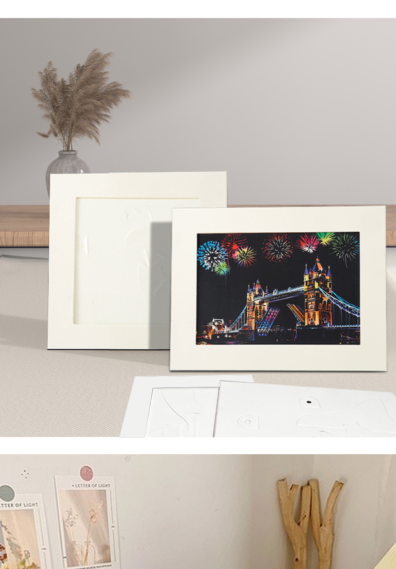 创意DIY纸质相框A5钻石画刮刮画纸相框悬挂相片墙手工装裱框详情11