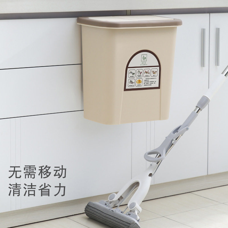 W71-6004 Kitchen sliding lid trash can hanging vegetable peel Kitchen garbage collection pail Large trash basket Specification drawing