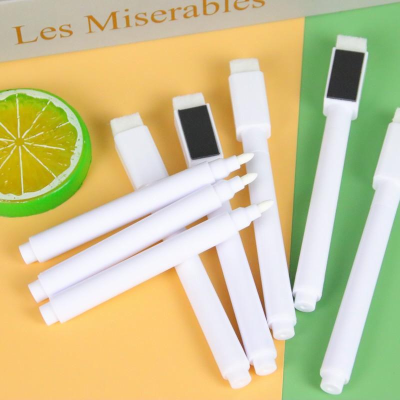 creative dust-free liquid chalk led light board pen magnetic blackboard pen with brush head erasable water-based white marking pen Specification drawing