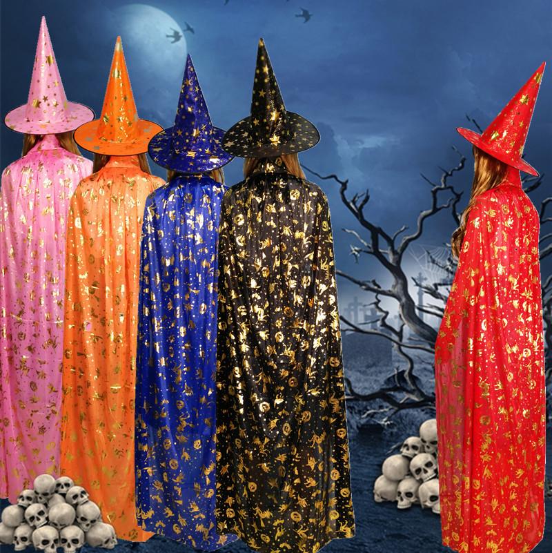 Halloween Cloak Children Adult Makeup Costume Props Gilding Pumpkin Cloak Witch Witch Cloak Robe full figure
