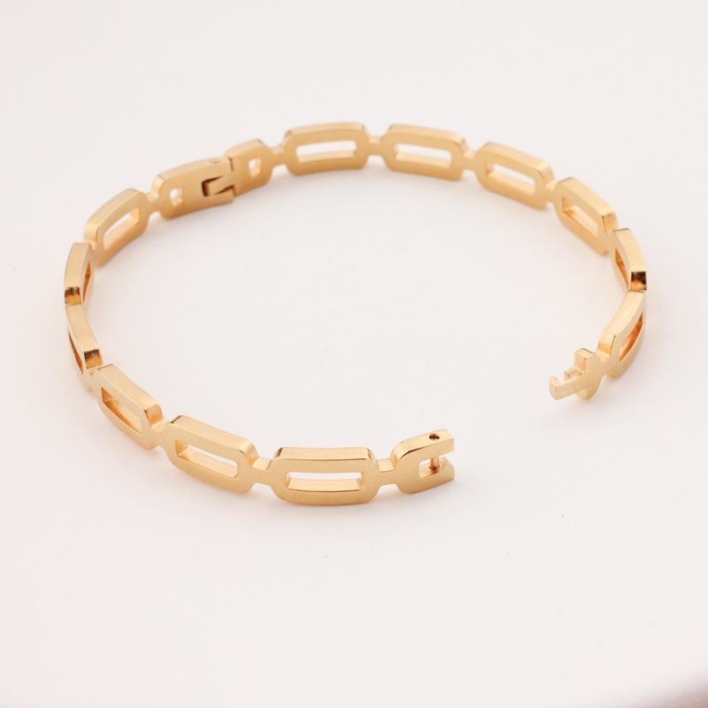 european and american fashion ins style rose gold titanium steel bracelet stainless steel hollow rectangular chain with mouth bracelet full figure