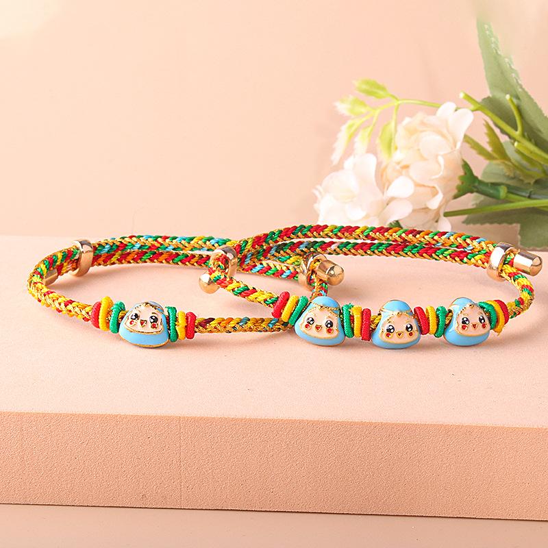 dragon boat festival blessing five-color rope bracelet gold rope bracelet five-color rope accessories hand-woven diy dripping oil zongzi details Picture