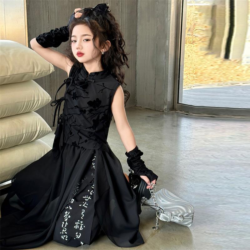 girls' new chinese style top spring and summer new children's national style gauze skirt girls sleeveless tang costume han costume suit performance clothes Application Scenario