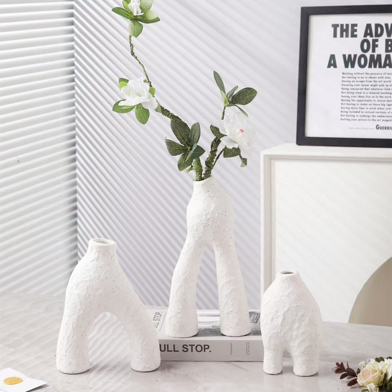 Creative homebody style geometric simple ceramic vases, flower arrangements, flower vases, living room dining tables, wedding model room decorative ornaments Item Picture