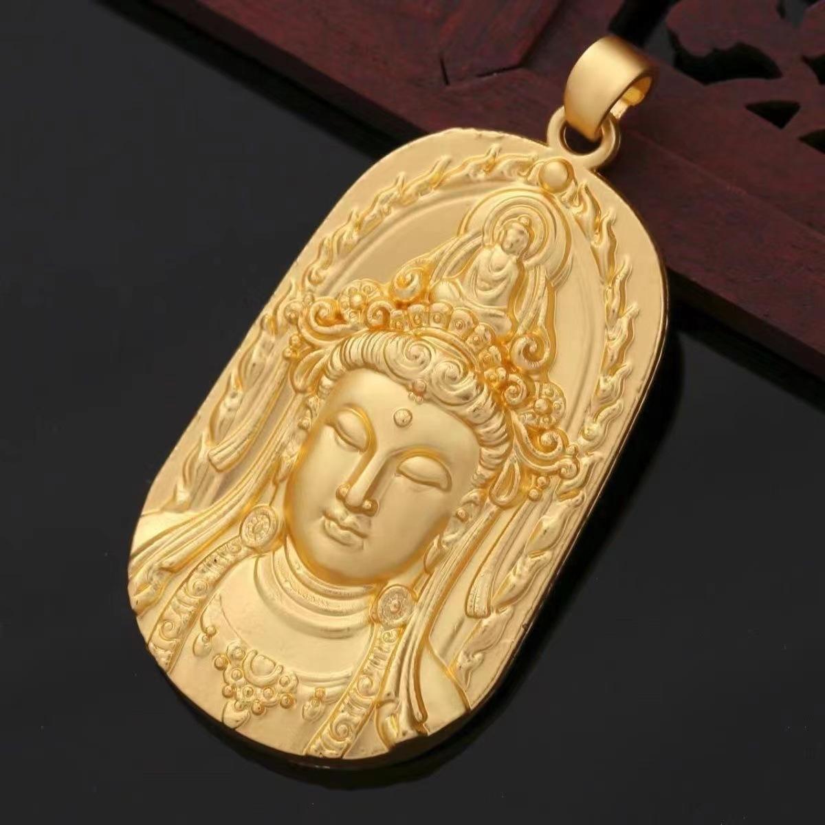 new vietnam placer gold pendant necklace ping an mazu pendant guanyin necklace pendant safety buckle pendant gold ring Application Scenario