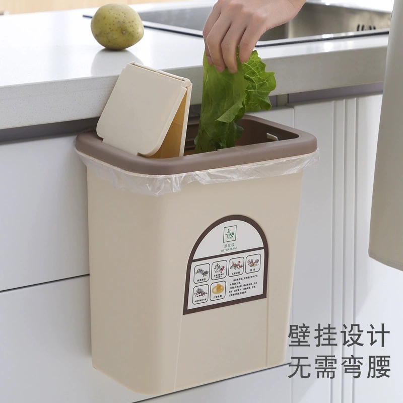 W71-6004 Kitchen sliding lid trash can hanging vegetable peel Kitchen garbage collection pail Large trash basket undefined