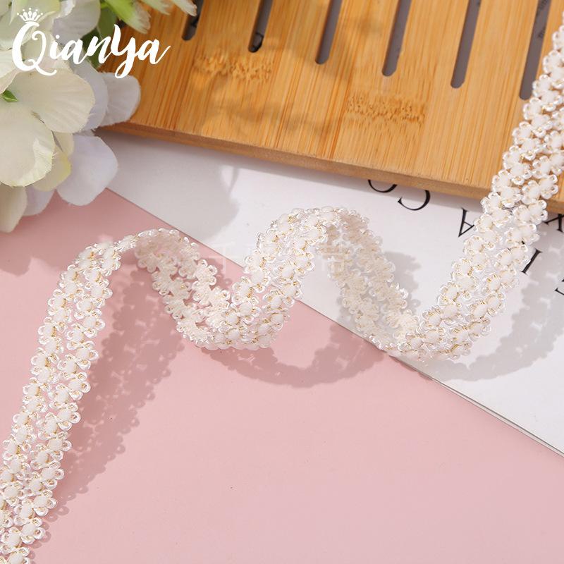 1.5cm double row crown fish silk colorful nylon lace gold white background headwear hair accessories decorative accessories wholesale Application Scenario