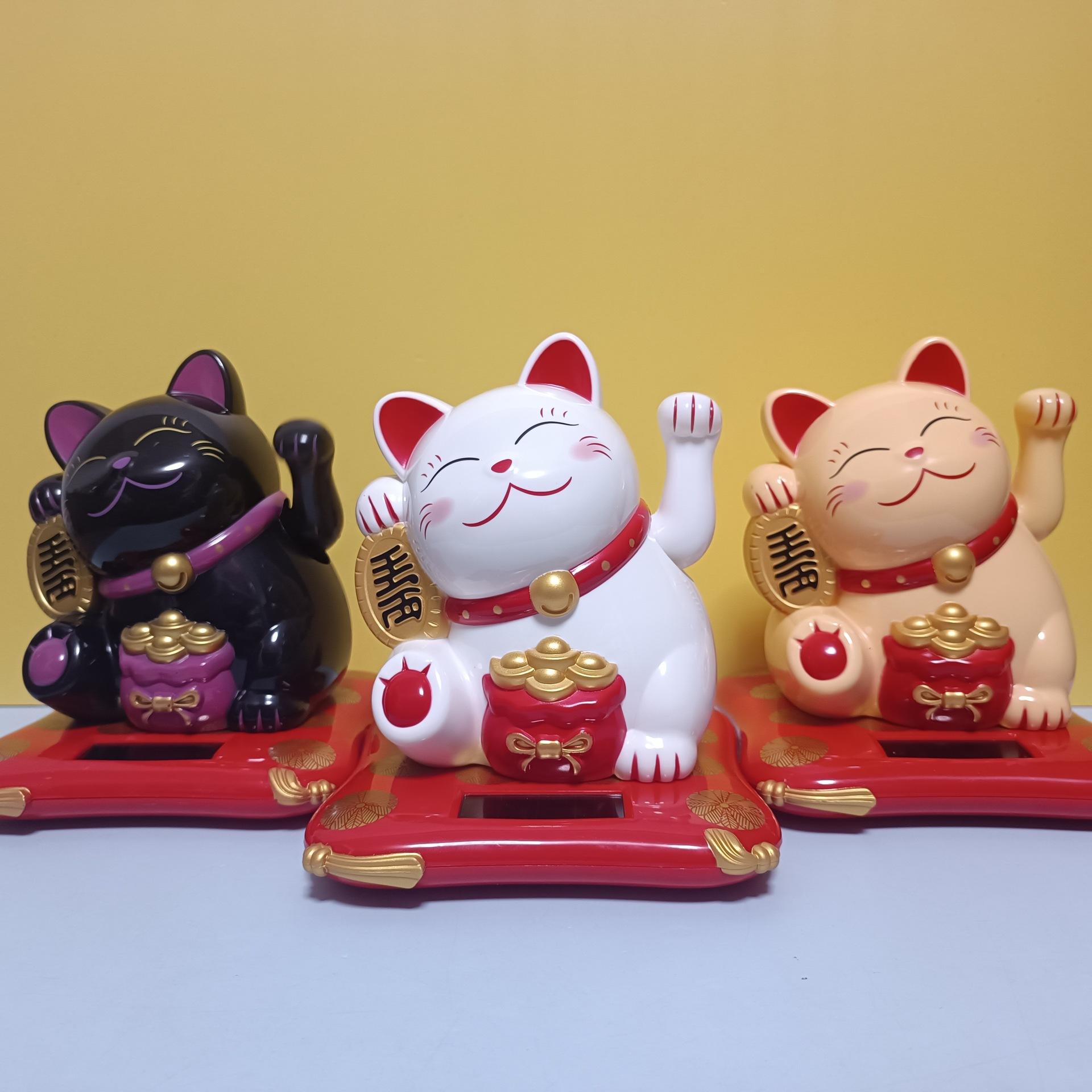 creative best-seller solar zhao caicat car safety decoration opening ornament desktop large waving fortune cat full figure