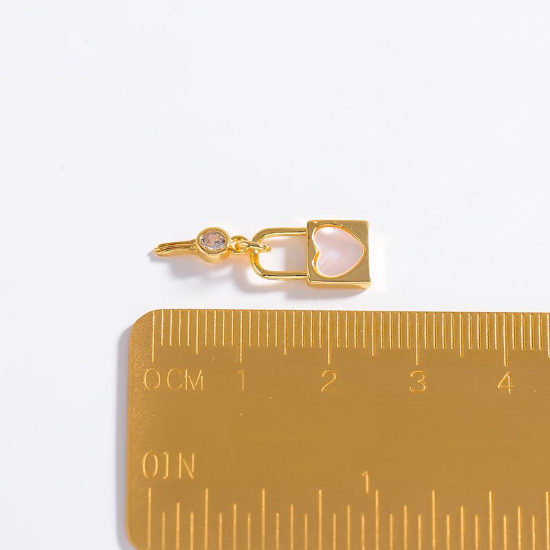 new real shell love key lock copper plated real gold pendant diy jewelry accessories details Picture