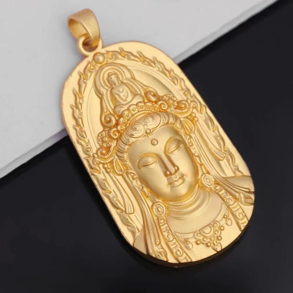 new vietnam placer gold pendant necklace ping an mazu pendant guanyin necklace pendant safety buckle pendant gold ring Specification drawing
