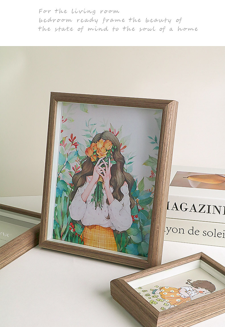 相框摆台实木结婚照桌面装饰品画框婚纱照挂墙上6/8寸胡桃木摆件详情14