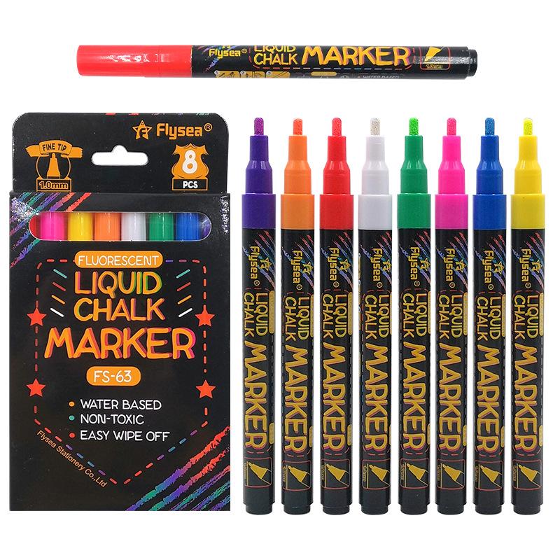 yuanyang 1.0mm fine word color pencil erasable liquid chalk electronic fluorescent pen light board pen graffiti mark brush details Picture