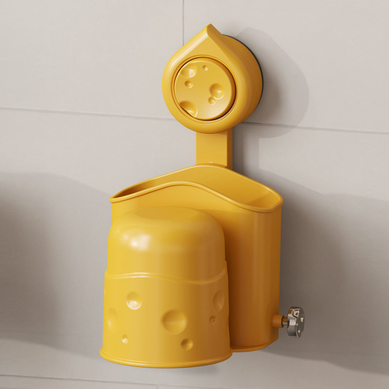 Q35-QY7526 Cheese suction cup Toothbrush Washing-up cup Storage holder Free punch removable removable bathroom gargle cup Application Scenario