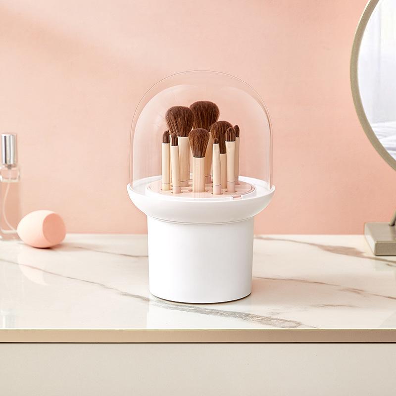 japanese and korean round makeup brush storage box four-format spacer good-looking chalk eye shadow cosmetics storage container details Picture