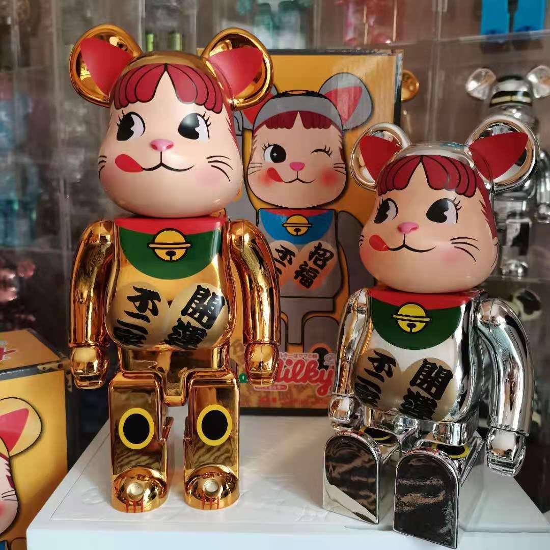 Bearbrick Violent Bear Electroplating Powder Gold Green Collar Milk Girl Best Fortune Cat Bearbrick 400% full figure