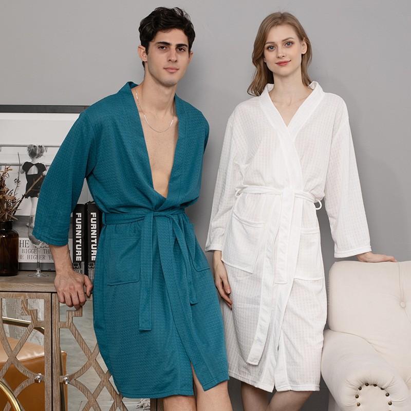 waffle bathrobe thin robe couple full figure