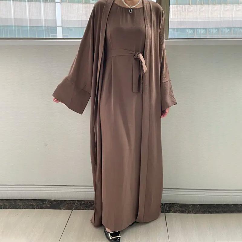 Tiktok for Cross-Border Women's Clothing 2-Piece Dress with Belt Robe Set full figure
