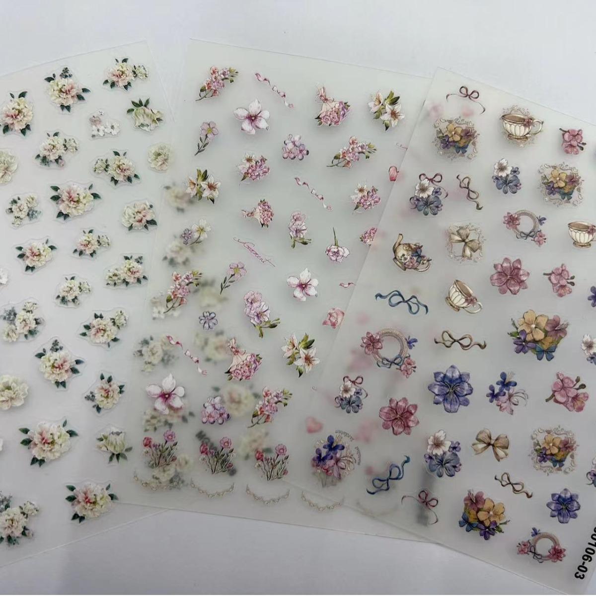 rose nail art new craft thin tough nail stickers waterproof nail sticker decorative decals ornament fresh spring flowers full figure