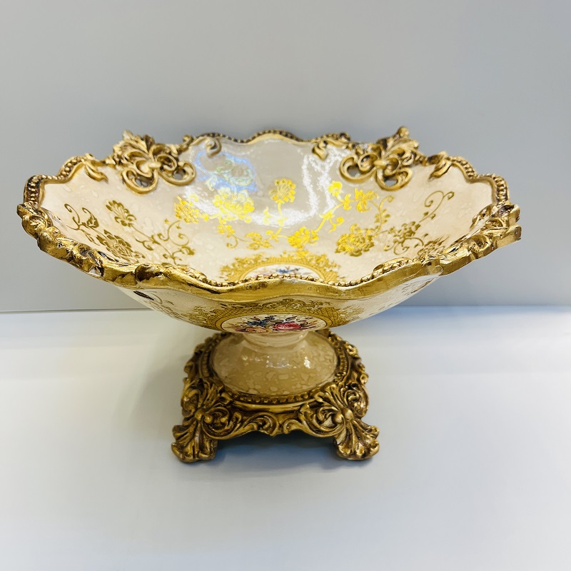 Golden fruit plate, tissue box, vase, high-end home flower arrangement, hotel living room decoration, resin flower arrangement, decoration, home decoration, vase, large vase, TV cabinet decoration, ceramic vase, hotel decoration handicraft Application Scenario