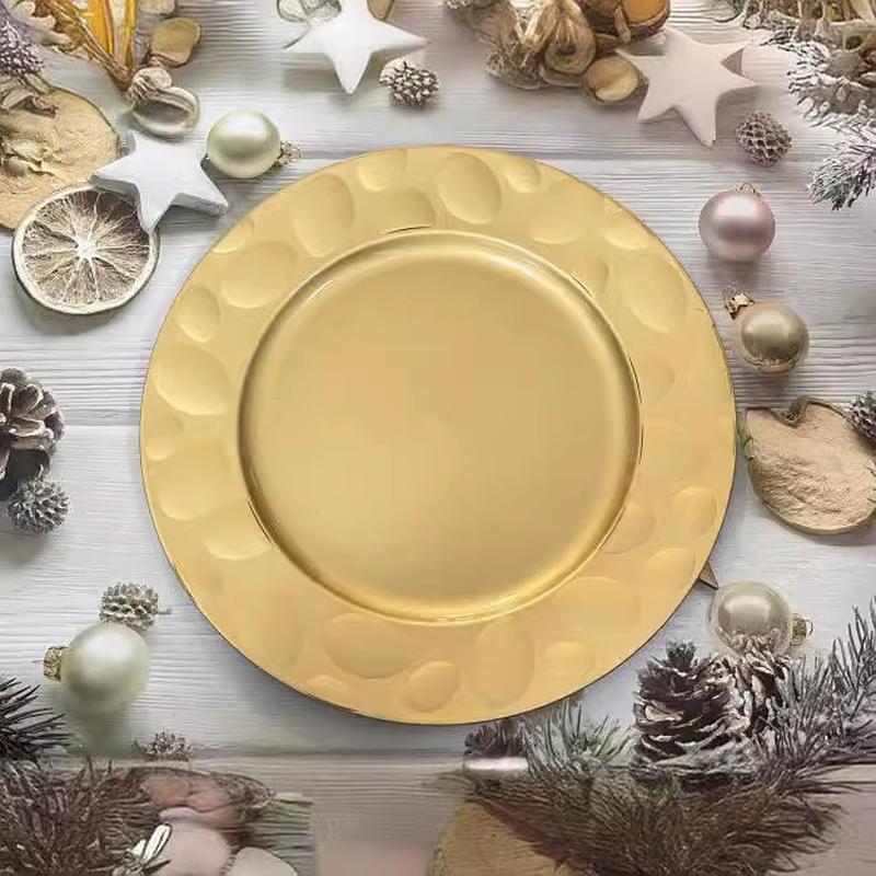wholesale spray paint fruit plate silver good-looking customer gift decoration tray dim sum plate paint gold charger Specification drawing