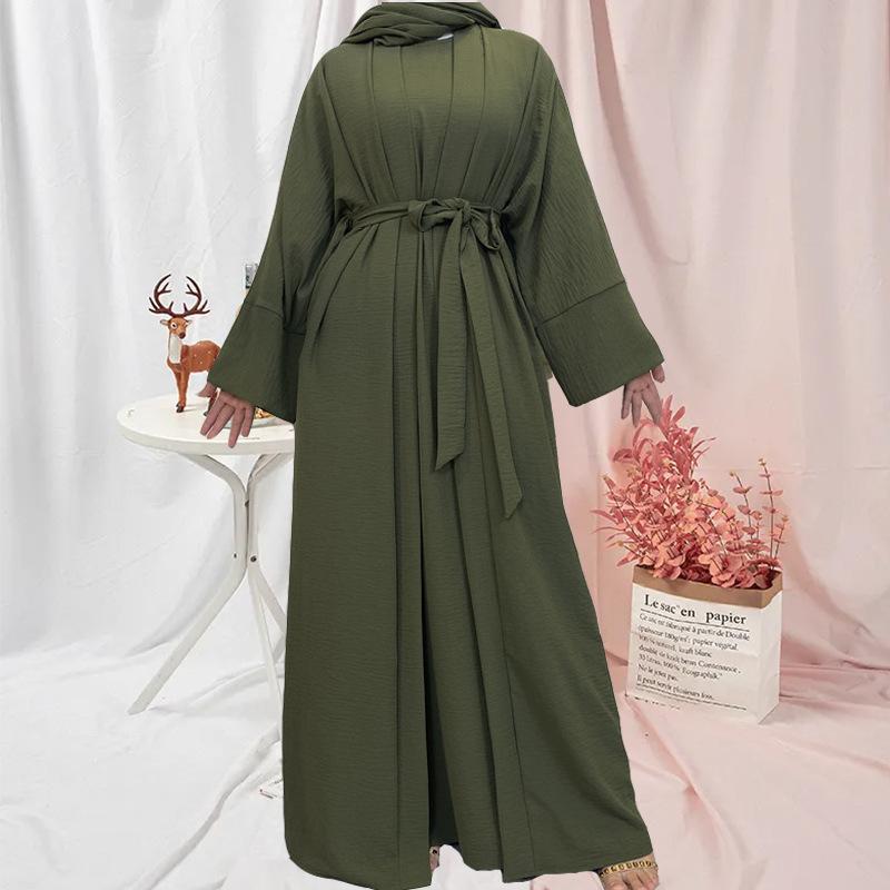 Tiktok for Cross-Border Women's Clothing 2-Piece Dress with Belt Robe Set Item Picture