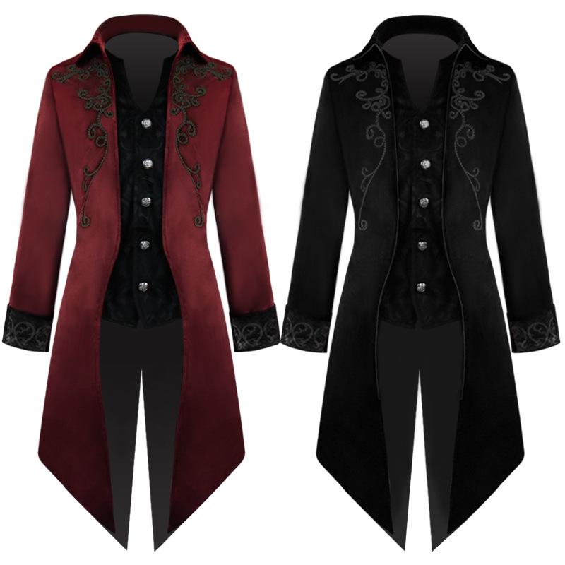 Foreign Trade Medieval Retro Costume Men's and Women's Mid-Length Halloween Swallowtail Monk Costume Monk Robe Wizard Costume Cloak Item Picture