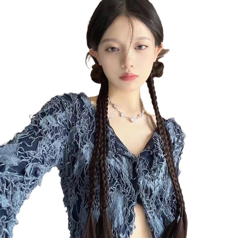 Boxing Braid Wig Female Horse Tail Subnet Red Twist Braid Three-Strand Braid Dreadlocks Pair Ponytail Kick Shuttlecock Horse Tail Item Picture