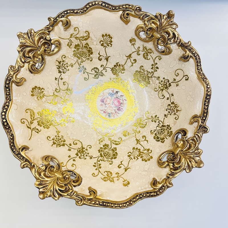 Golden fruit plate, tissue box, vase, high-end home flower arrangement, hotel living room decoration, resin flower arrangement, decoration, home decoration, vase, large vase, TV cabinet decoration, ceramic vase, hotel decoration handicraft pic 9