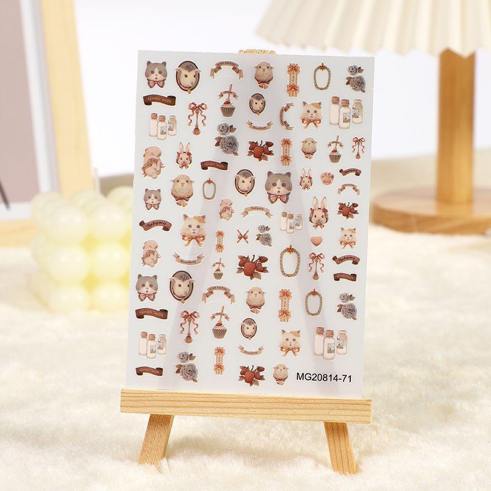 rose manicure japanese style with glue new internet celebrity rococo rabbit retro nail art stickers ultra-thin waterproof plastic back finger details Picture