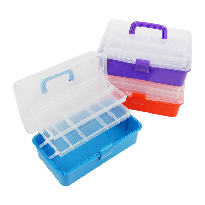 671 plastic transparent three-layer toolbox large nail tool box art calligraphy toolbox nail storage box Item Picture