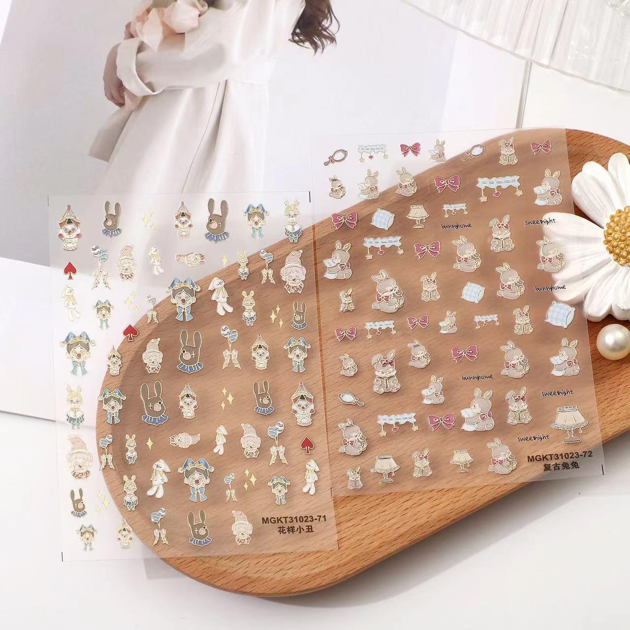 rose nail art three-dimensional relief gilding cartoon pattern nail art sticker nail ornament small accessories Specification drawing