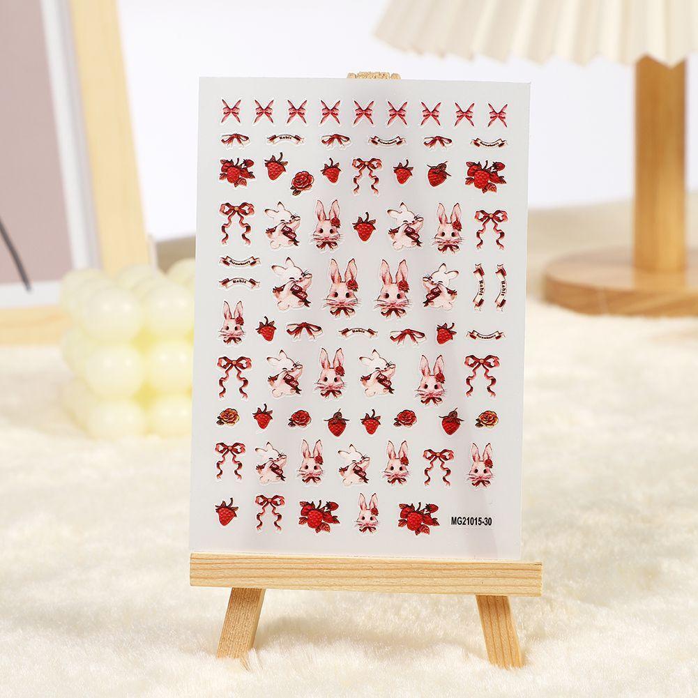 rose manicure japanese style with glue new internet celebrity rococo rabbit retro nail art stickers ultra-thin waterproof plastic back finger Application Scenario