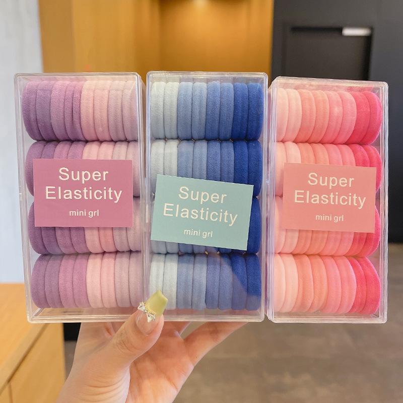 children's head rope candy color rubber band little girl tie high ponytail towel ring hair band girl tied-up hair rubber band hair accessories details Picture