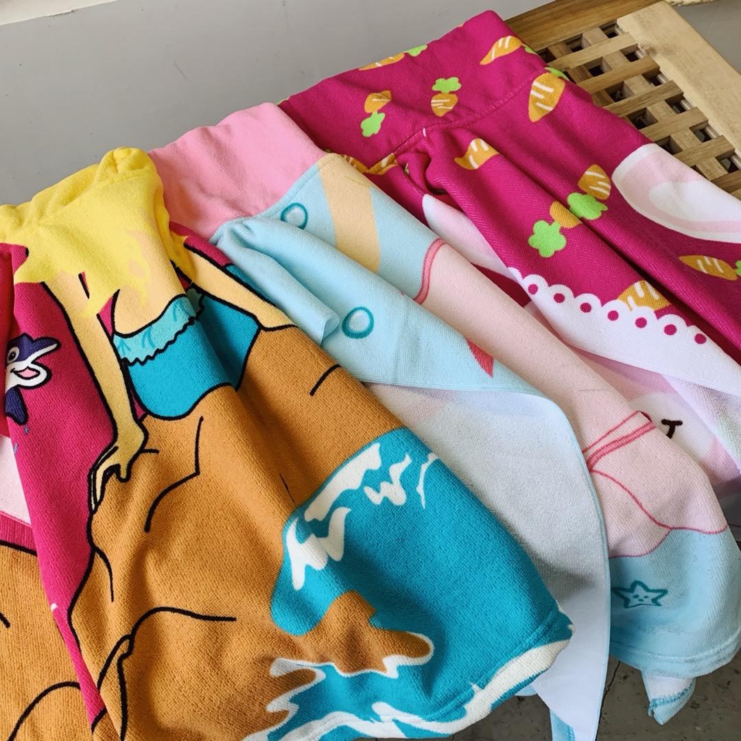 children's cloak bath towel robe summer thin hooded bath clothes baby girl boy small cape beach towel cartoon cute details Picture