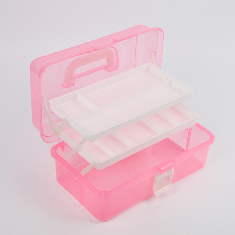 671 plastic transparent three-layer toolbox large nail tool box art calligraphy toolbox nail storage box Specification drawing