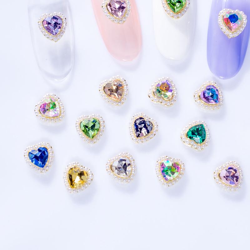 nail art love diamond three-dimensional ice through aurora champagne pink heart-shaped accessories nail accessories nail beauty ornament rhinestone Specification drawing