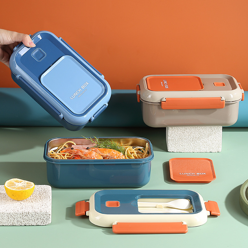 Y142-351 North European color stainless steel lunch box lunch box for students and office workers lunch box with fork and spoon lunch box details Picture