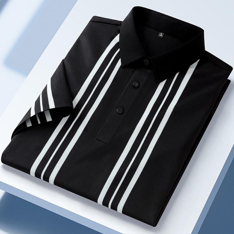 Seamless Ice Silk Short Sleeve Polo Shirt Men