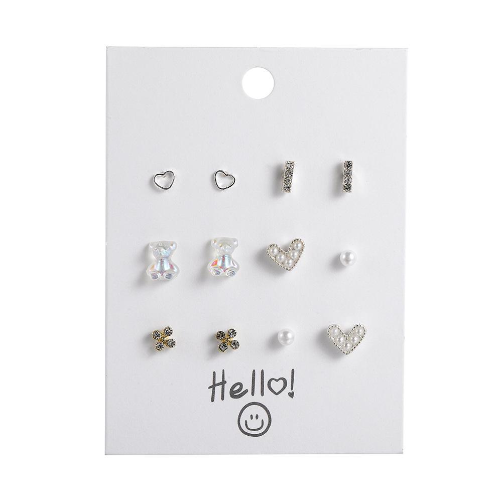 sterling silver needle ceramic spray paint small week earrings set internet celebrity sweet girly simplicity earrings student earrings Item Picture