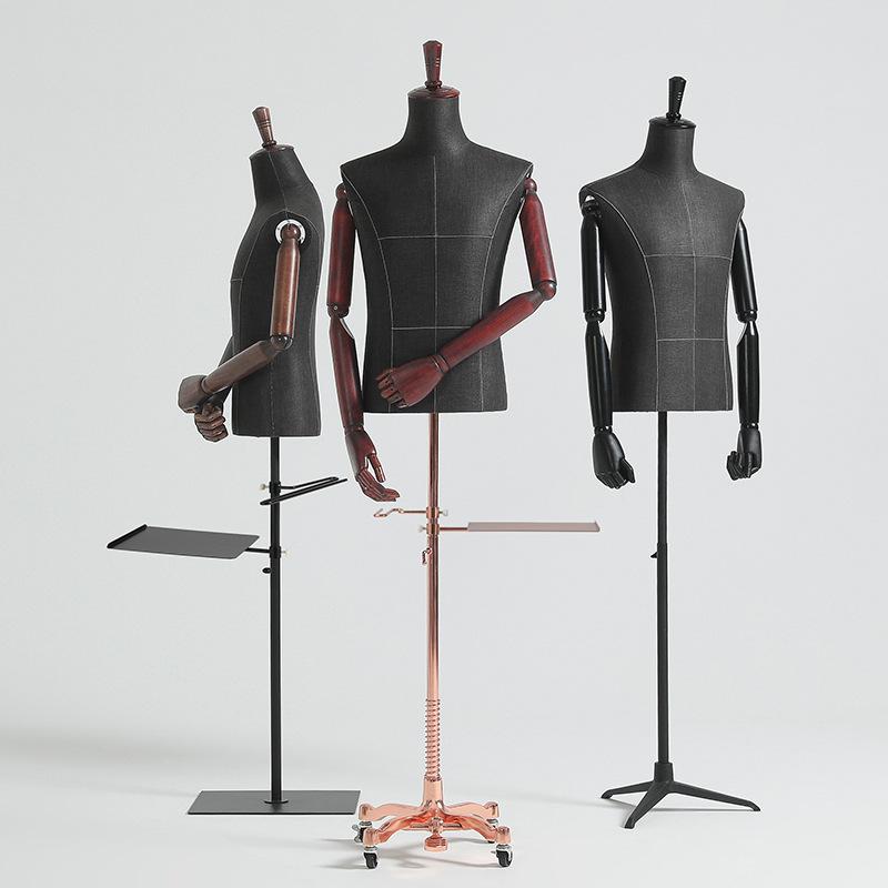 clothing store mannequin men's half-length high-end mannequin men's clothing store window display stand universal wheel body mannequin
