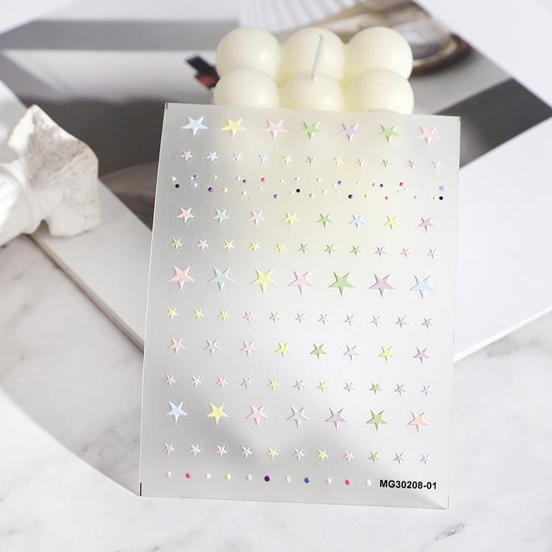 rose nail art three-dimensional relief macaron color xingx cute spring summer little fresh back glue nail decals Application Scenario