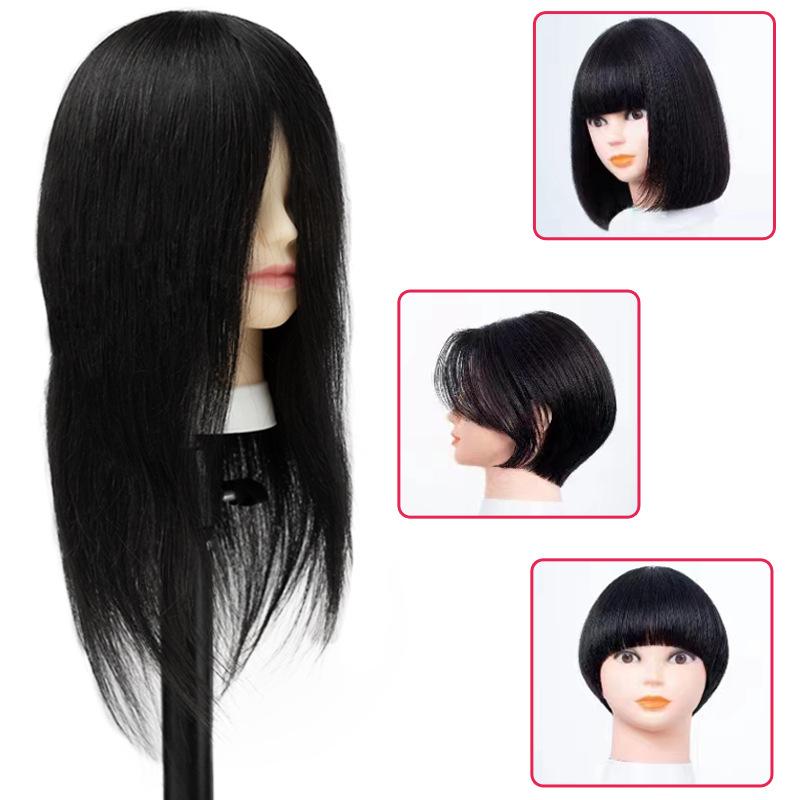mannequin head hairdressing all real hair apprentice practice hair cutting doll hairstyle mannequin head type haircut special hot dye dummy model head Item Picture
