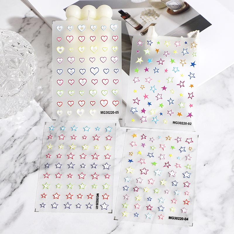 rose nail art three-dimensional relief macaron color xingx cute spring summer little fresh back glue nail decals full figure